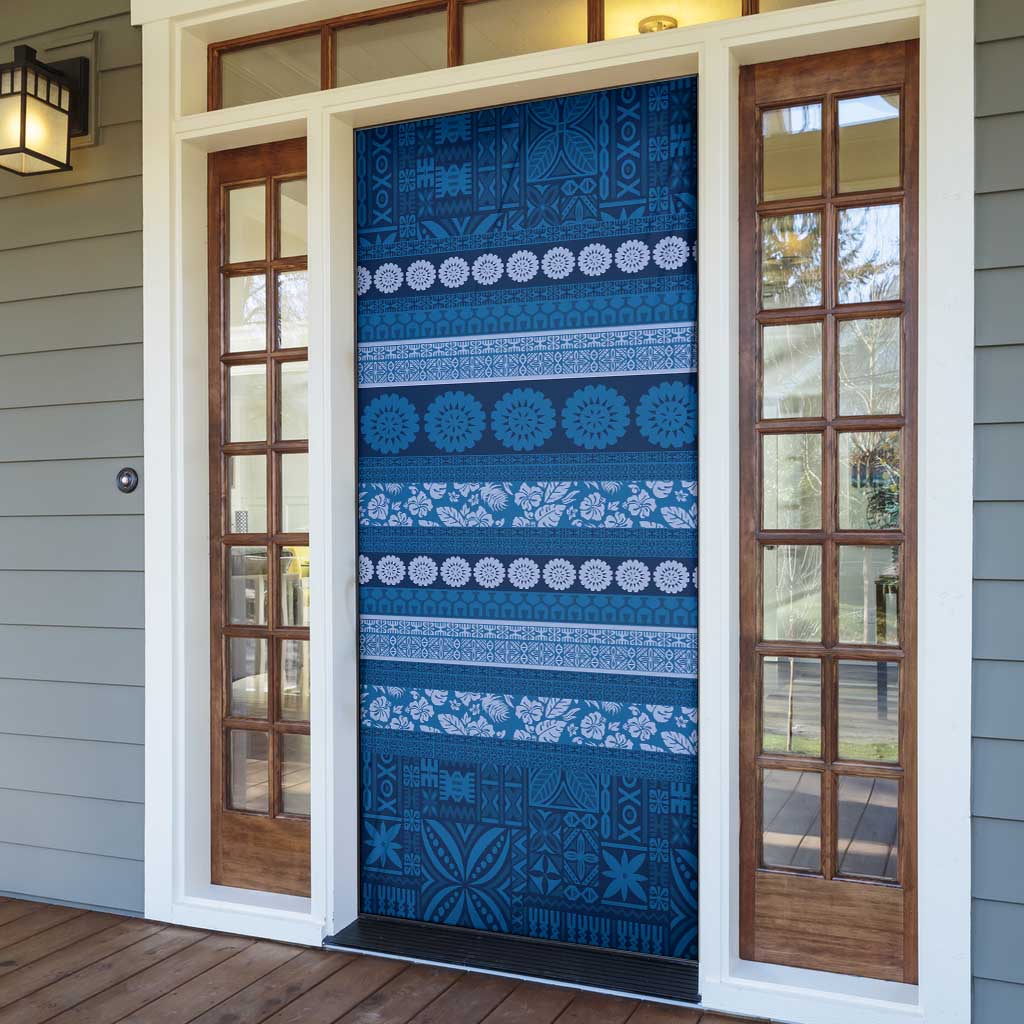 Fiji Marau na Kerisimasi Door Cover Blue Tapa Masi Inspired Christmas - Polynesian Pride