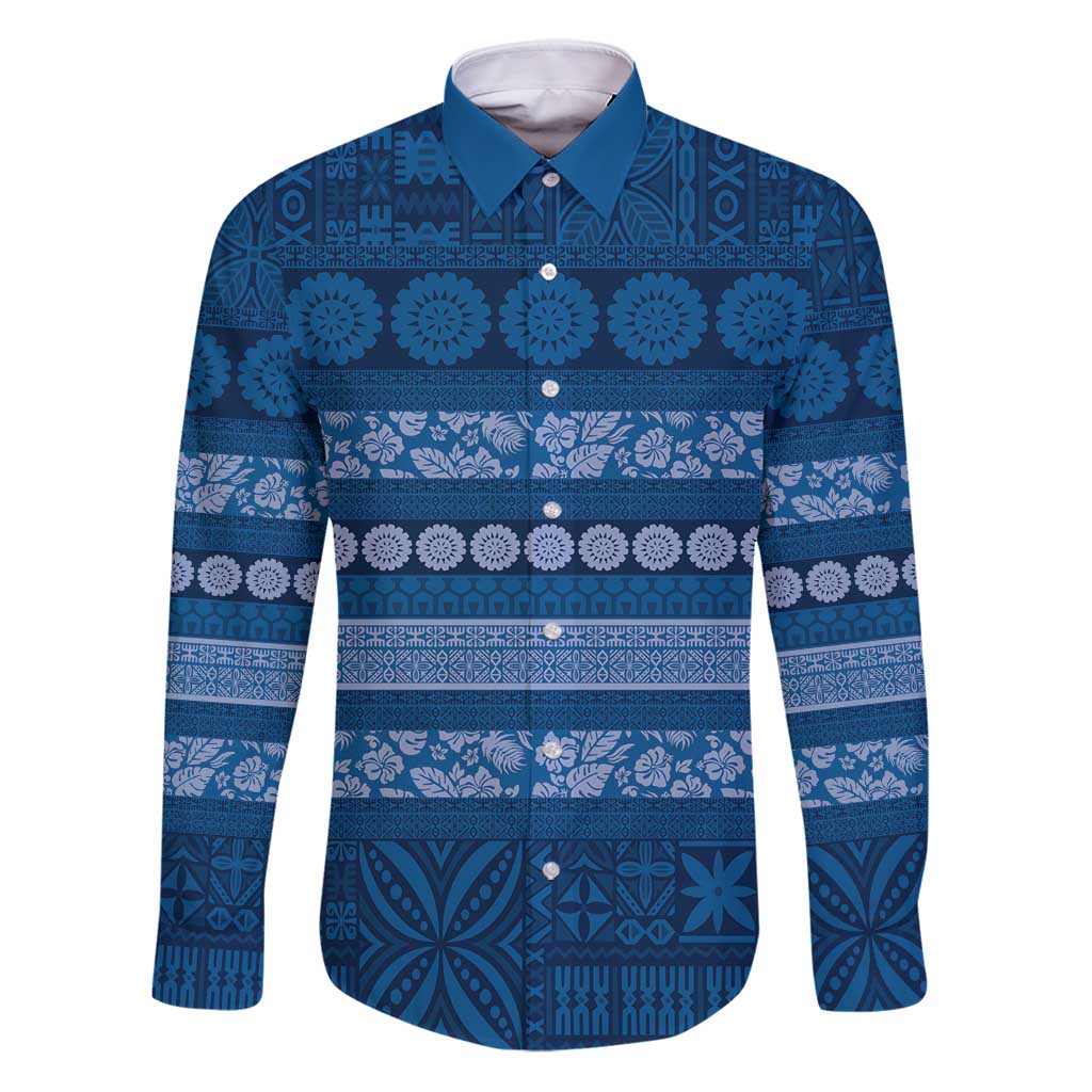 Fiji Marau na Kerisimasi Family Matching Puletasi and Hawaiian Shirt Blue Tapa Masi Inspired Christmas - Polynesian Pride
