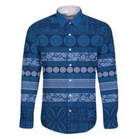 Fiji Marau na Kerisimasi Family Matching Tank Maxi Dress and Hawaiian Shirt Blue Tapa Masi Inspired Christmas - Polynesian Pride