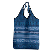 Fiji Marau na Kerisimasi Grocery Bag Blue Tapa Masi Inspired Christmas - Polynesian Pride