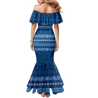 Fiji Marau na Kerisimasi Mermaid Dress Blue Tapa Masi Inspired Christmas - Polynesian Pride