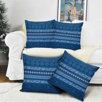 Fiji Marau na Kerisimasi Pillow Cover Blue Tapa Masi Inspired Christmas - Polynesian Pride
