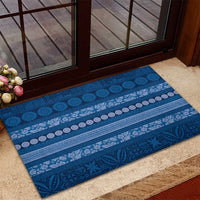 Fiji Marau na Kerisimasi Rubber Doormat Blue Tapa Masi Inspired Christmas - Polynesian Pride