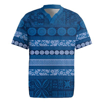 Fiji Marau na Kerisimasi Rugby Jersey Blue Tapa Masi Inspired Christmas - Polynesian Pride