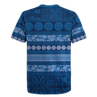Fiji Marau na Kerisimasi Rugby Jersey Blue Tapa Masi Inspired Christmas - Polynesian Pride