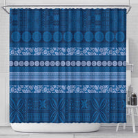 Fiji Marau na Kerisimasi Shower Curtain Blue Tapa Masi Inspired Christmas - Polynesian Pride