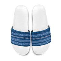Fiji Marau na Kerisimasi Slide Sandals Blue Tapa Masi Inspired Christmas - Polynesian Pride