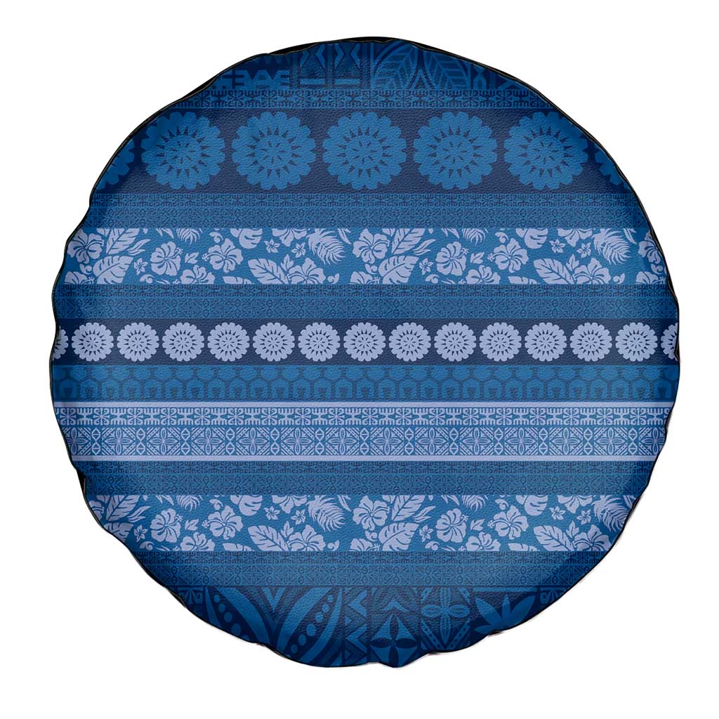 Fiji Marau na Kerisimasi Spare Tire Cover Blue Tapa Masi Inspired Christmas - Polynesian Pride