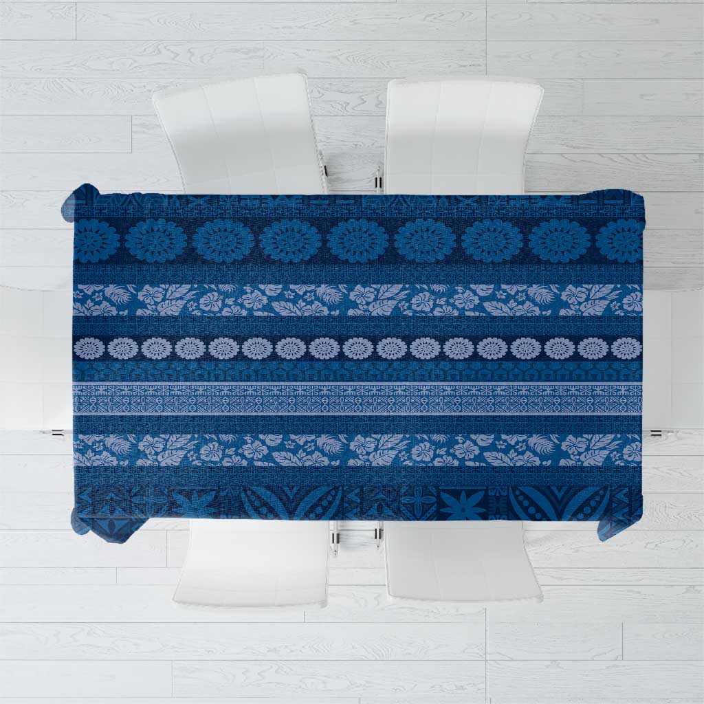 Fiji Marau na Kerisimasi Tablecloth Blue Tapa Masi Inspired Christmas - Polynesian Pride
