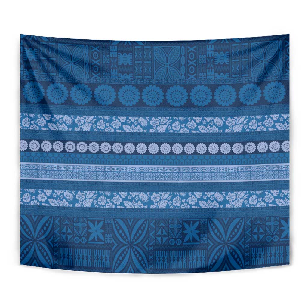 Fiji Marau na Kerisimasi Tapestry Blue Tapa Masi Inspired Christmas - Polynesian Pride