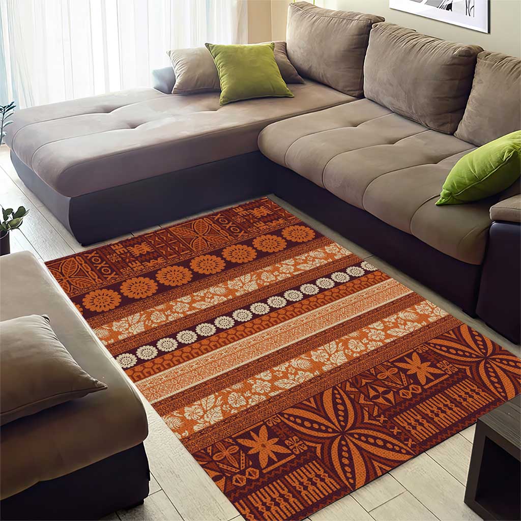 Fiji Marau na Kerisimasi Area Rug Gold Tapa Masi Inspired Christmas - Polynesian Pride