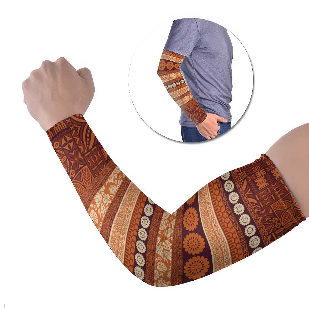 Fiji Marau na Kerisimasi Arm Sleeves Gold Tapa Masi Inspired Christmas - Polynesian Pride