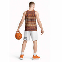 Fiji Marau na Kerisimasi Basketball Jersey Gold Tapa Masi Inspired Christmas - Polynesian Pride