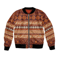 Fiji Marau na Kerisimasi Bomber Jacket Gold Tapa Masi Inspired Christmas - Polynesian Pride