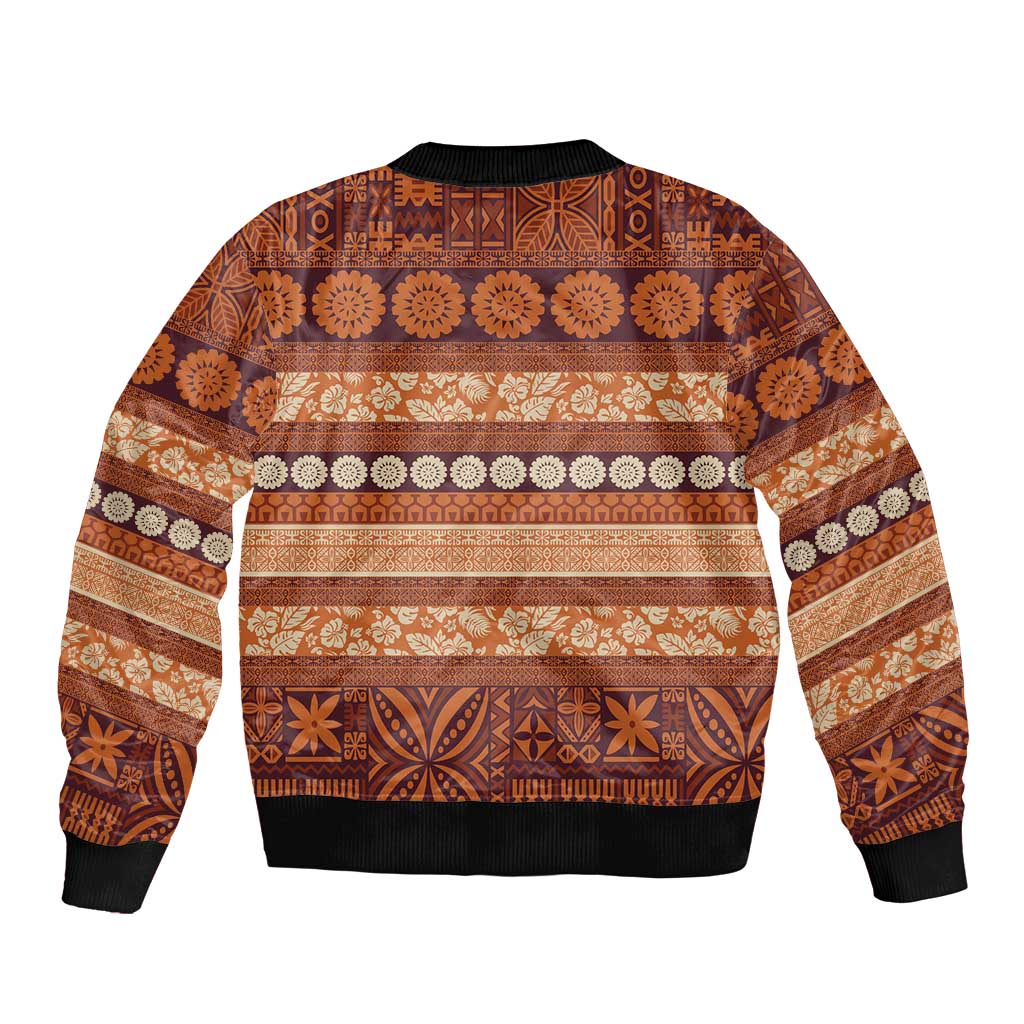 Fiji Marau na Kerisimasi Bomber Jacket Gold Tapa Masi Inspired Christmas - Polynesian Pride