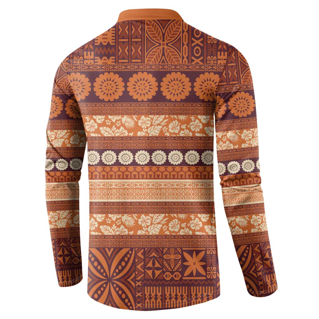 Fiji Marau na Kerisimasi Button Sweatshirt Gold Tapa Masi Inspired Christmas - Polynesian Pride
