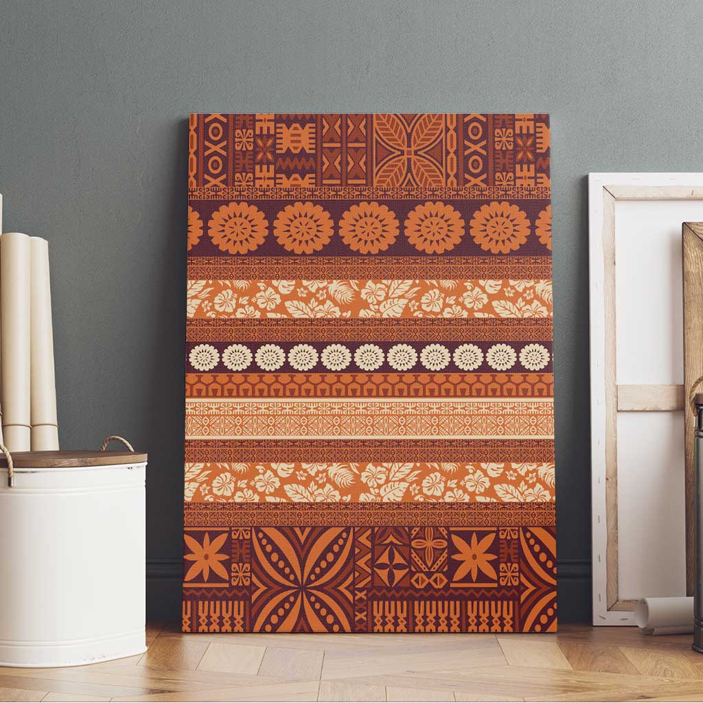 Fiji Marau na Kerisimasi Canvas Wall Art Gold Tapa Masi Inspired Christmas - Polynesian Pride