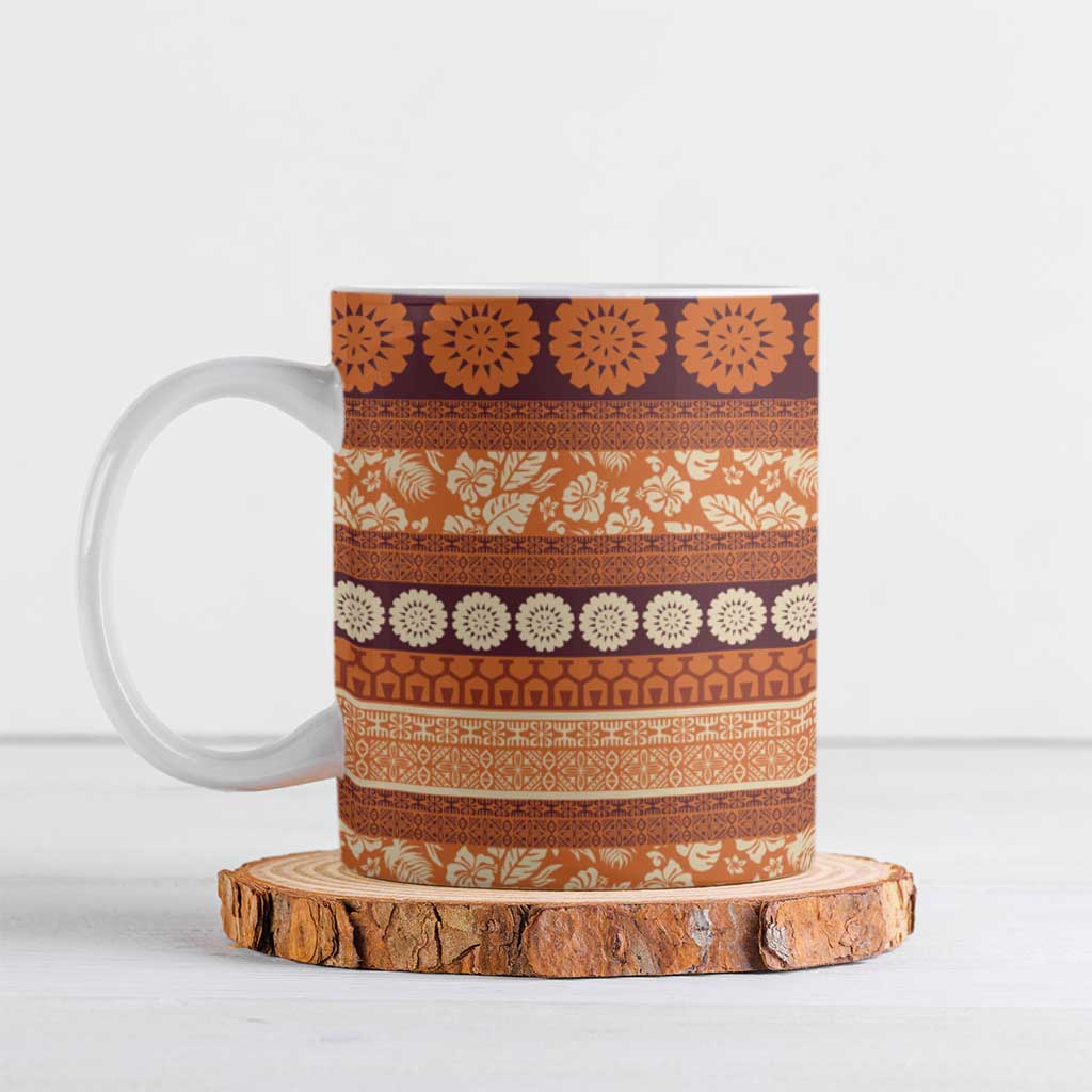 Fiji Marau na Kerisimasi Ceramic Mug Gold Tapa Masi Inspired Christmas - Polynesian Pride
