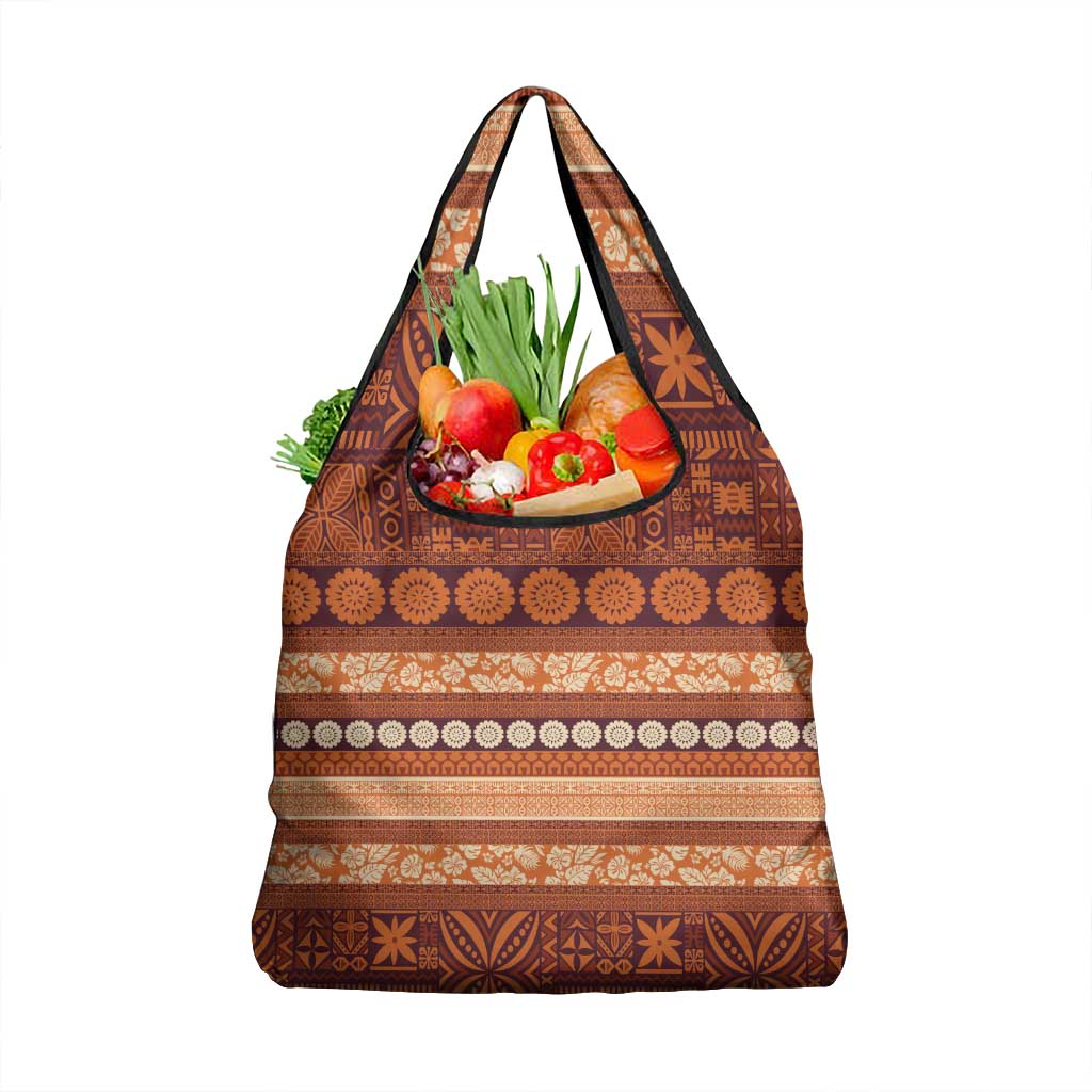 Fiji Marau na Kerisimasi Grocery Bag Gold Tapa Masi Inspired Christmas - Polynesian Pride