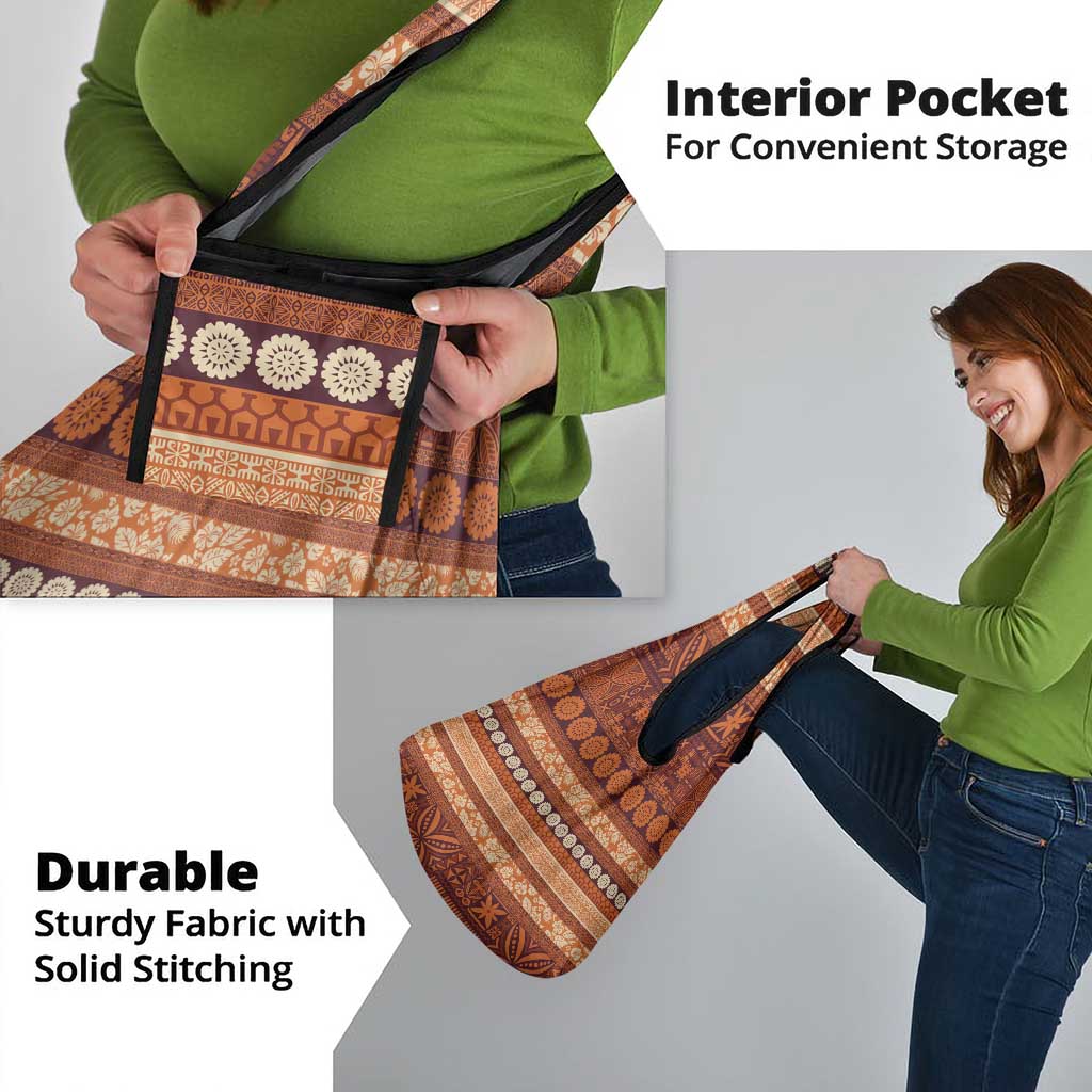 Fiji Marau na Kerisimasi Grocery Bag Gold Tapa Masi Inspired Christmas - Polynesian Pride