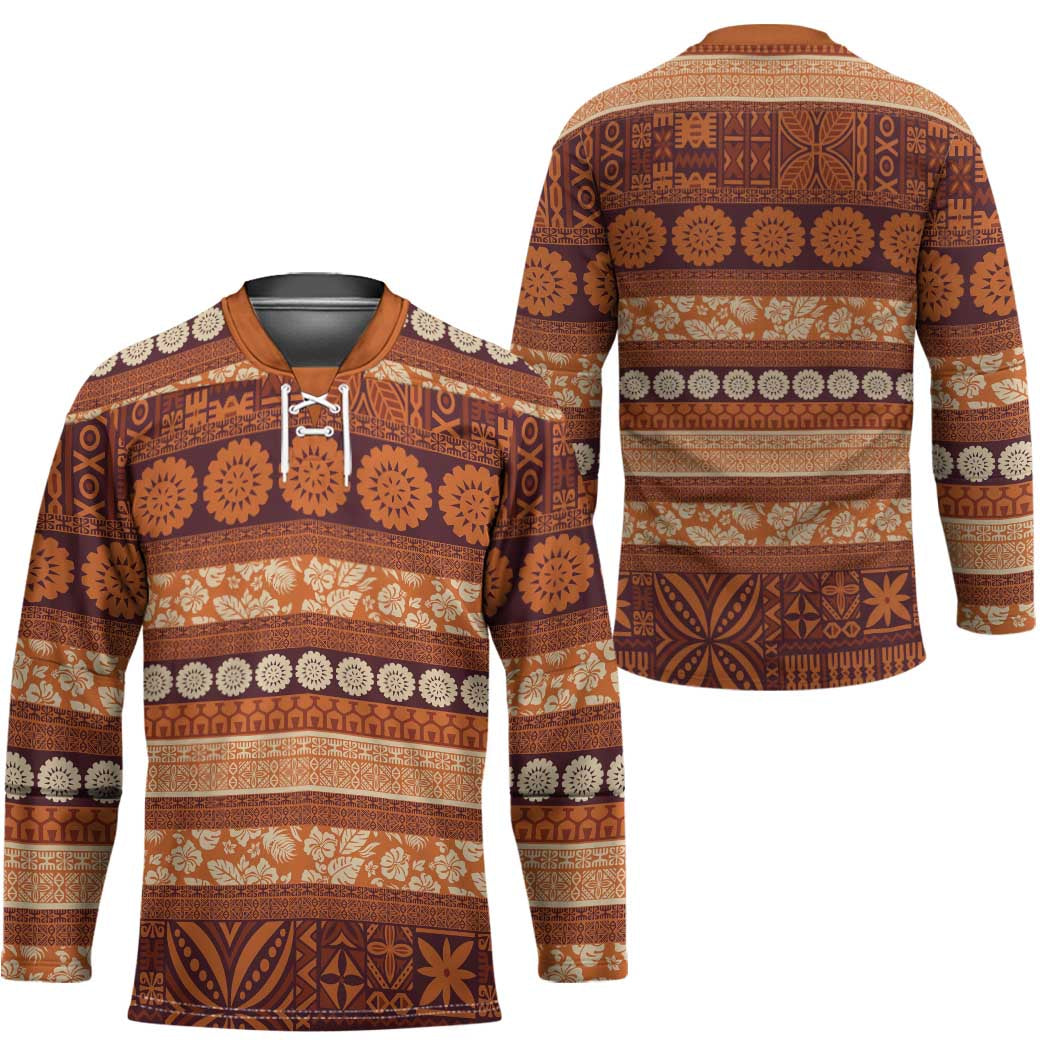 Fiji Marau na Kerisimasi Hockey Jersey Gold Tapa Masi Inspired Christmas - Polynesian Pride