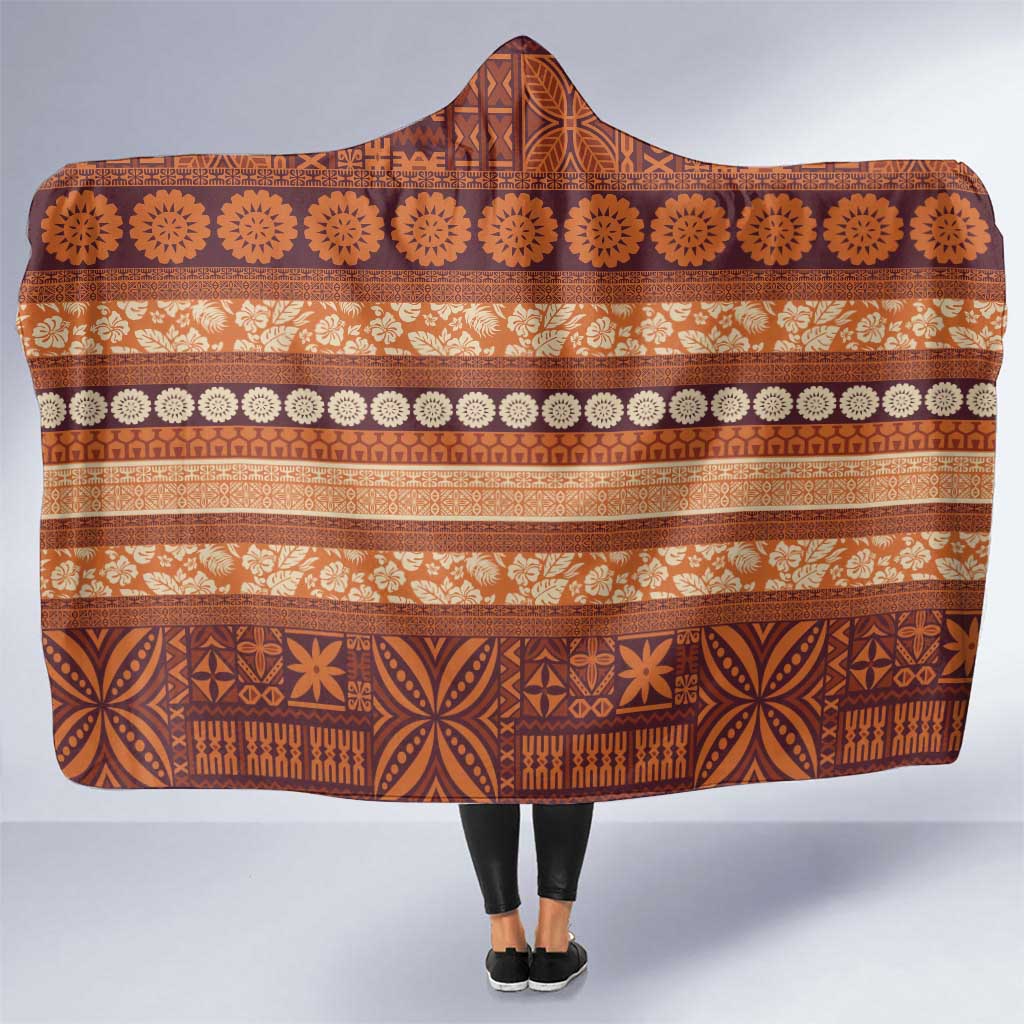 Fiji Marau na Kerisimasi Hooded Blanket Gold Tapa Masi Inspired Christmas - Polynesian Pride