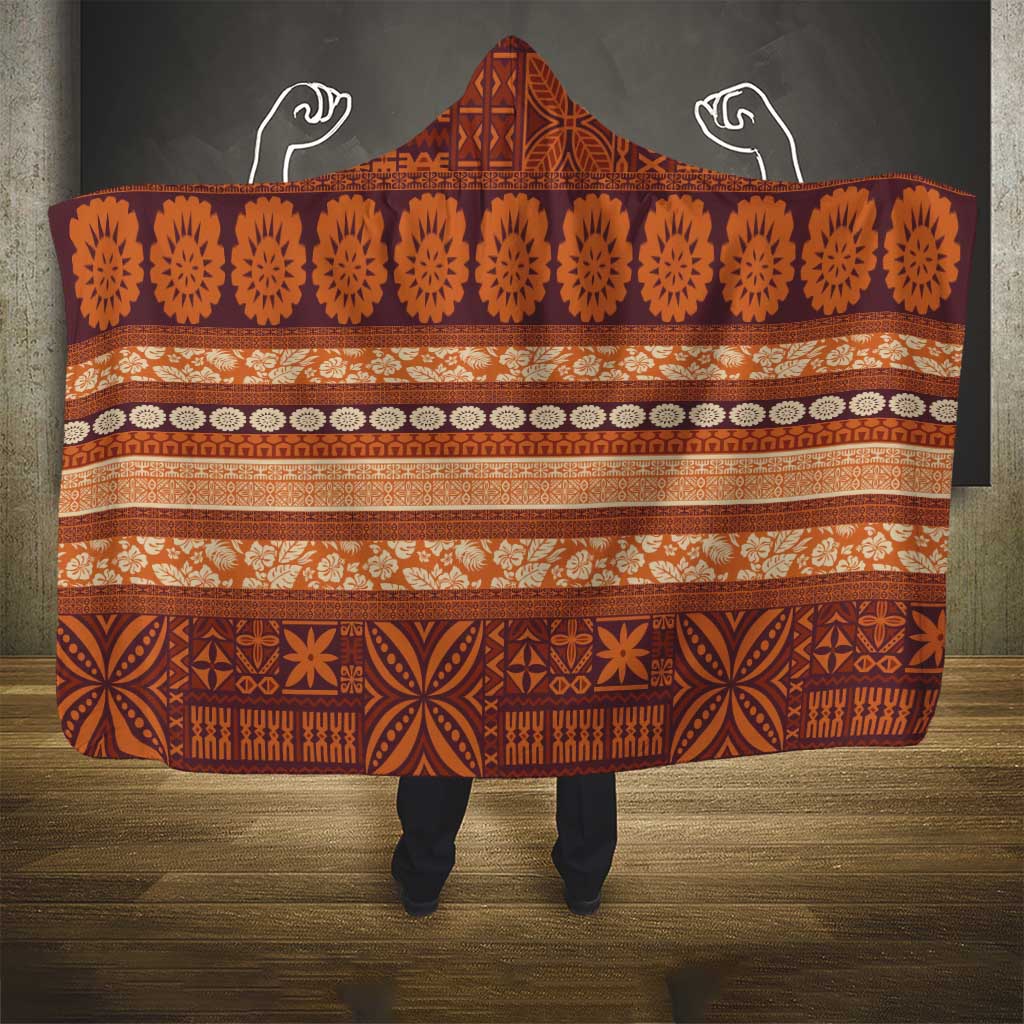 Fiji Marau na Kerisimasi Hooded Blanket Gold Tapa Masi Inspired Christmas - Polynesian Pride