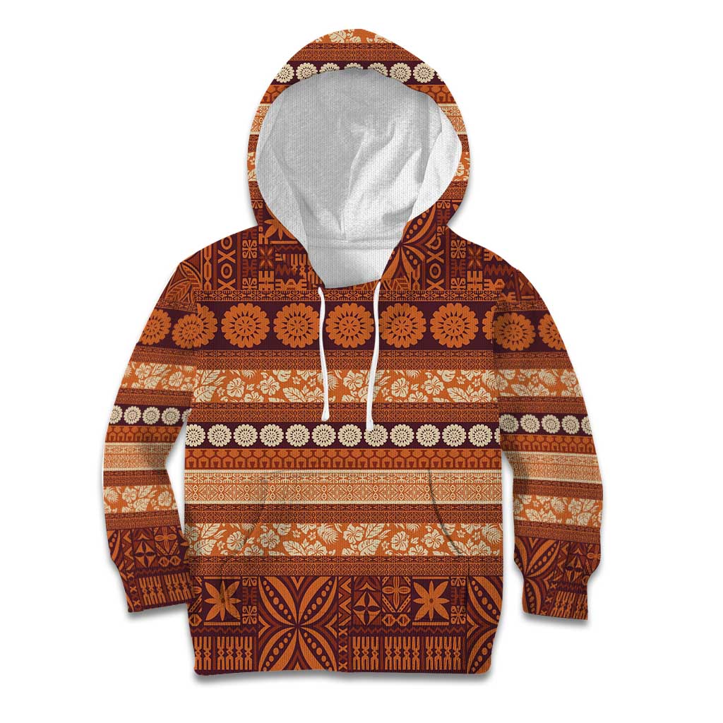 Fiji Marau na Kerisimasi Kid Hoodie Gold Tapa Masi Inspired Christmas - Polynesian Pride