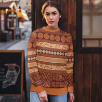 Fiji Marau na Kerisimasi Ugly Christmas Sweater Gold Tapa Masi Inspired Christmas - Polynesian Pride