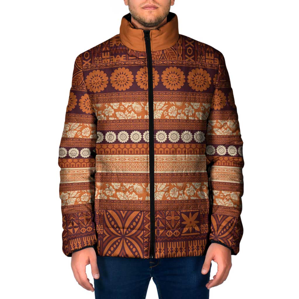 Fiji Marau na Kerisimasi Padded Jacket Gold Tapa Masi Inspired Christmas - Polynesian Pride