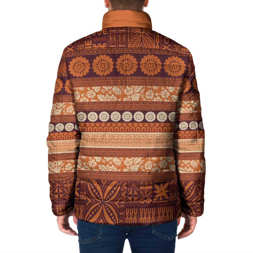 Fiji Marau na Kerisimasi Padded Jacket Gold Tapa Masi Inspired Christmas - Polynesian Pride