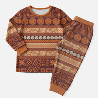Fiji Marau na Kerisimasi Christmas Pajama Set Gold Tapa Masi Inspired Christmas - Polynesian Pride