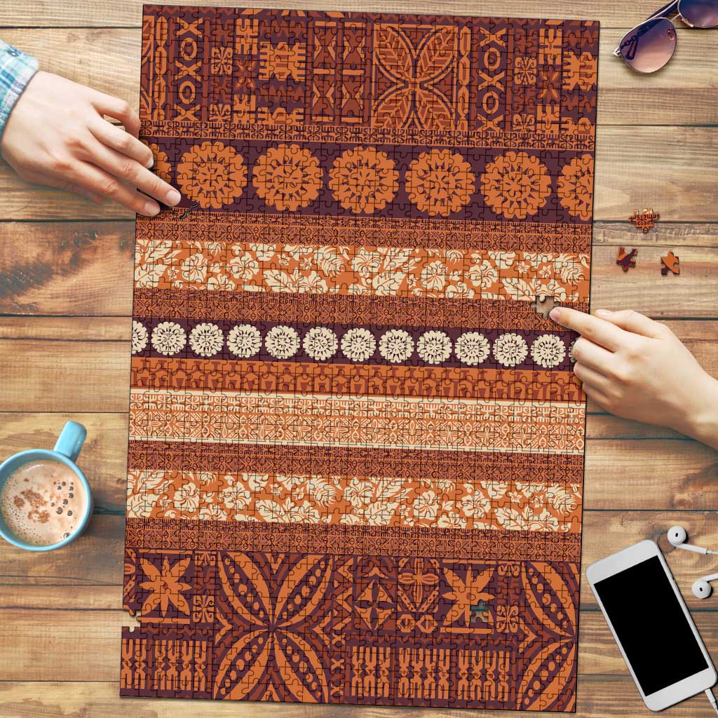 Fiji Marau na Kerisimasi Puzzle Gold Tapa Masi Inspired Christmas - Polynesian Pride