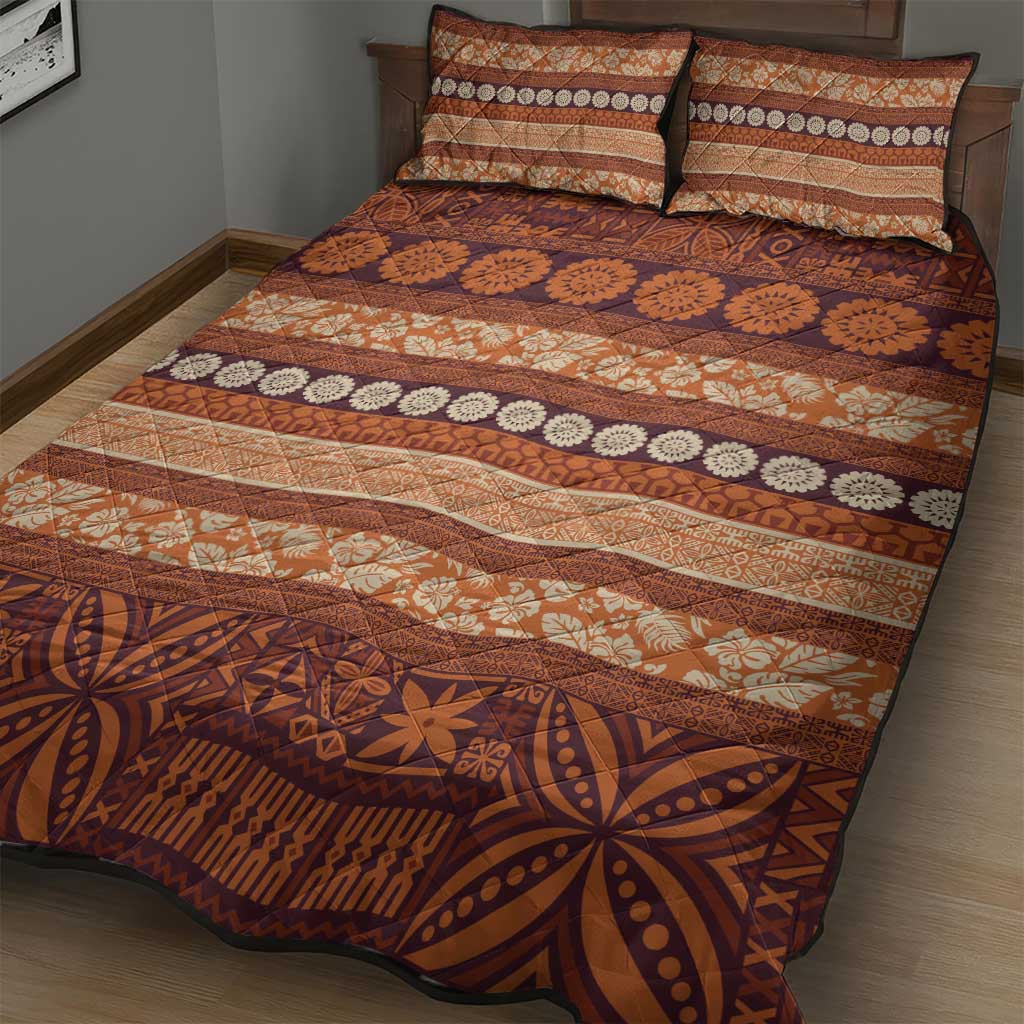 Fiji Marau na Kerisimasi Quilt Bed Set Gold Tapa Masi Inspired Christmas - Polynesian Pride