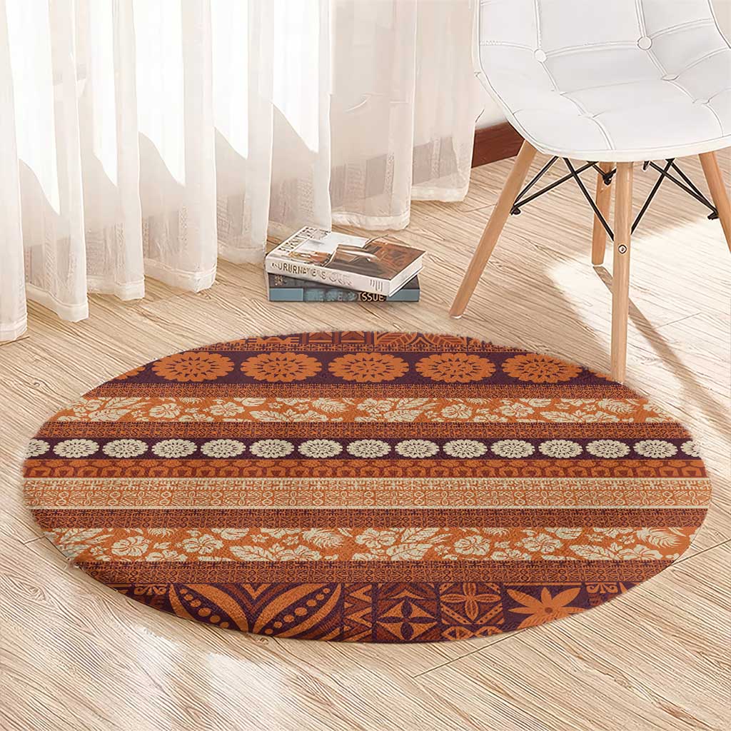 Fiji Marau na Kerisimasi Round Carpet Gold Tapa Masi Inspired Christmas - Polynesian Pride