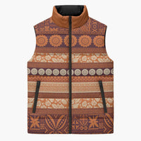 Fiji Marau na Kerisimasi Sleeveless Puffer Jacket Gold Tapa Masi Inspired Christmas - Polynesian Pride