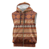 Fiji Marau na Kerisimasi Sleeveless Zip Hoodie Gold Tapa Masi Inspired Christmas - Polynesian Pride