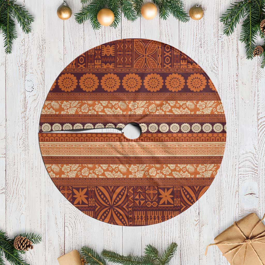 Fiji Marau na Kerisimasi Tree Skirt Gold Tapa Masi Inspired Christmas - Polynesian Pride