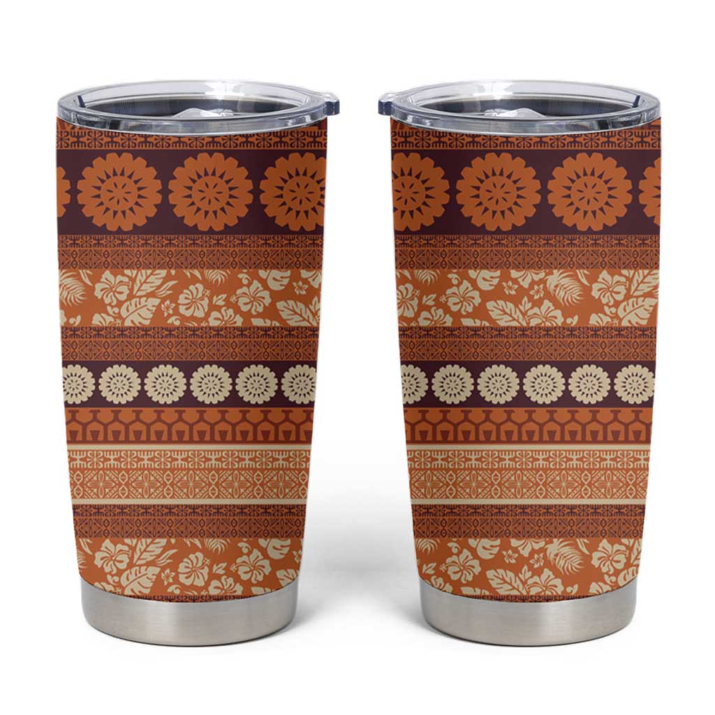 Fiji Marau na Kerisimasi Tumbler Cup Gold Tapa Masi Inspired Christmas - Polynesian Pride