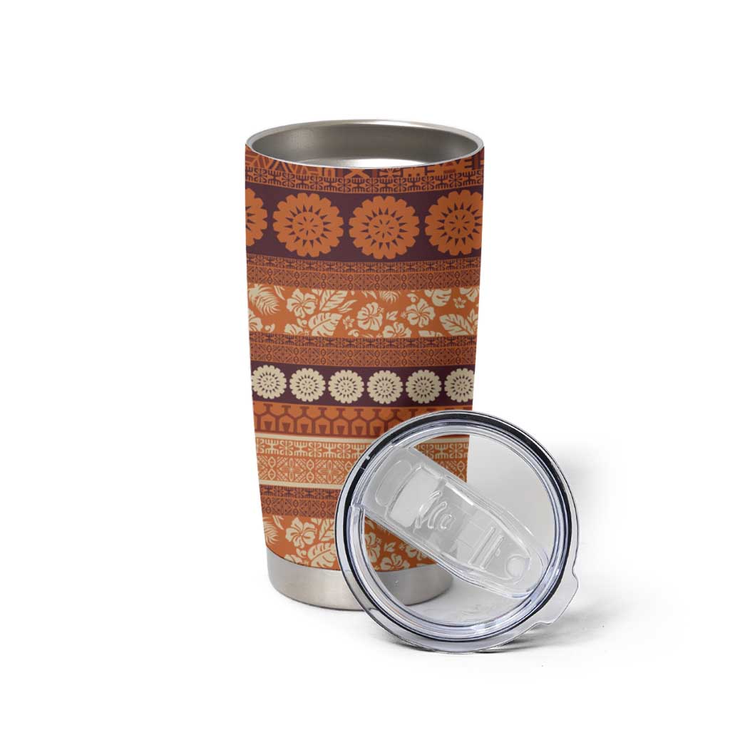 Fiji Marau na Kerisimasi Tumbler Cup Gold Tapa Masi Inspired Christmas - Polynesian Pride