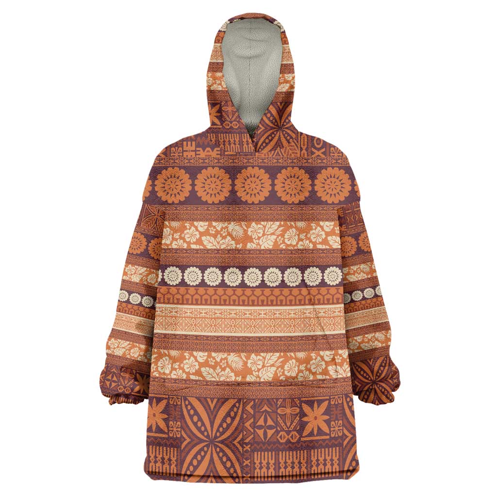 Fiji Marau na Kerisimasi Wearable Blanket Hoodie Gold Tapa Masi Inspired Christmas - Polynesian Pride