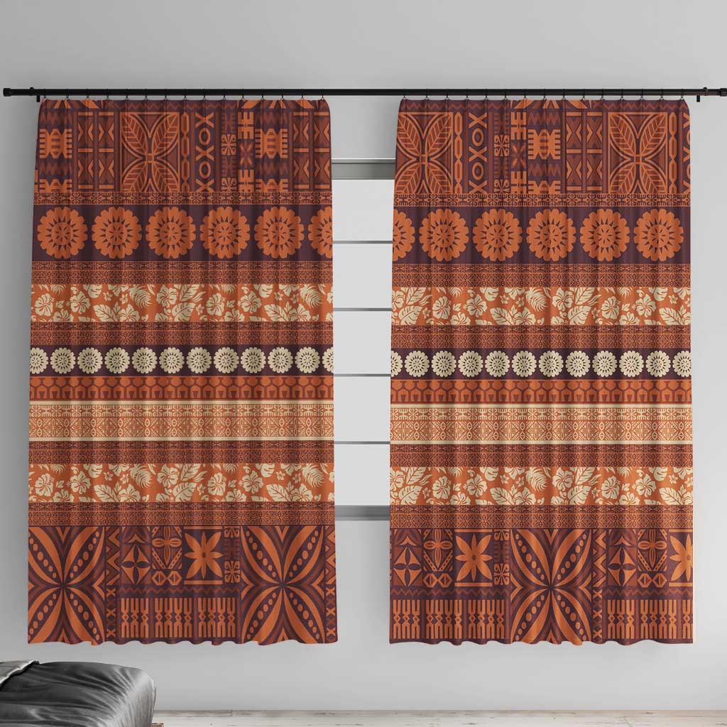 Fiji Marau na Kerisimasi Window Curtain Gold Tapa Masi Inspired Christmas - Polynesian Pride