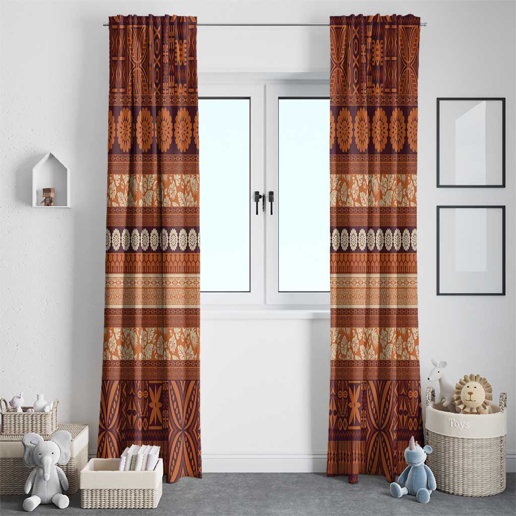Fiji Marau na Kerisimasi Window Curtain Gold Tapa Masi Inspired Christmas - Polynesian Pride
