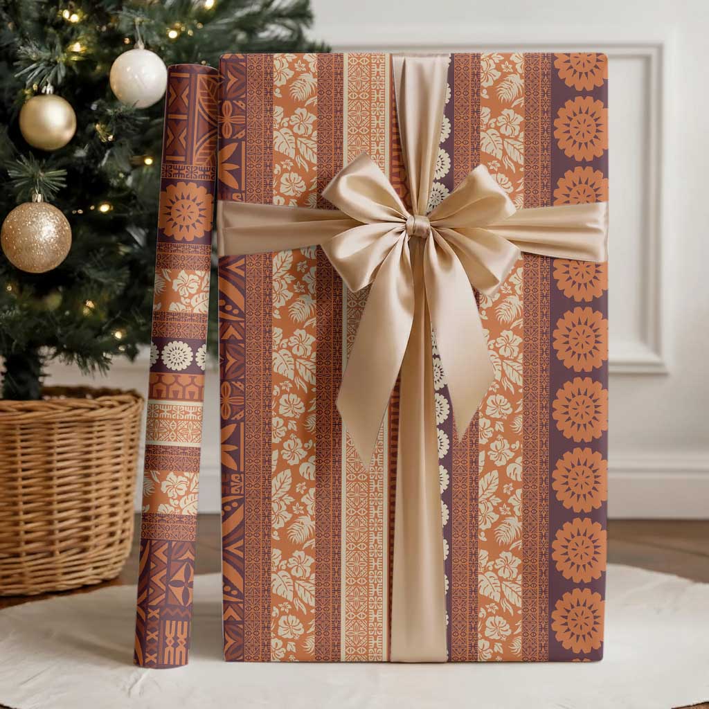Fiji Marau na Kerisimasi Wrapping Paper Gold Tapa Masi Inspired Christmas - Polynesian Pride