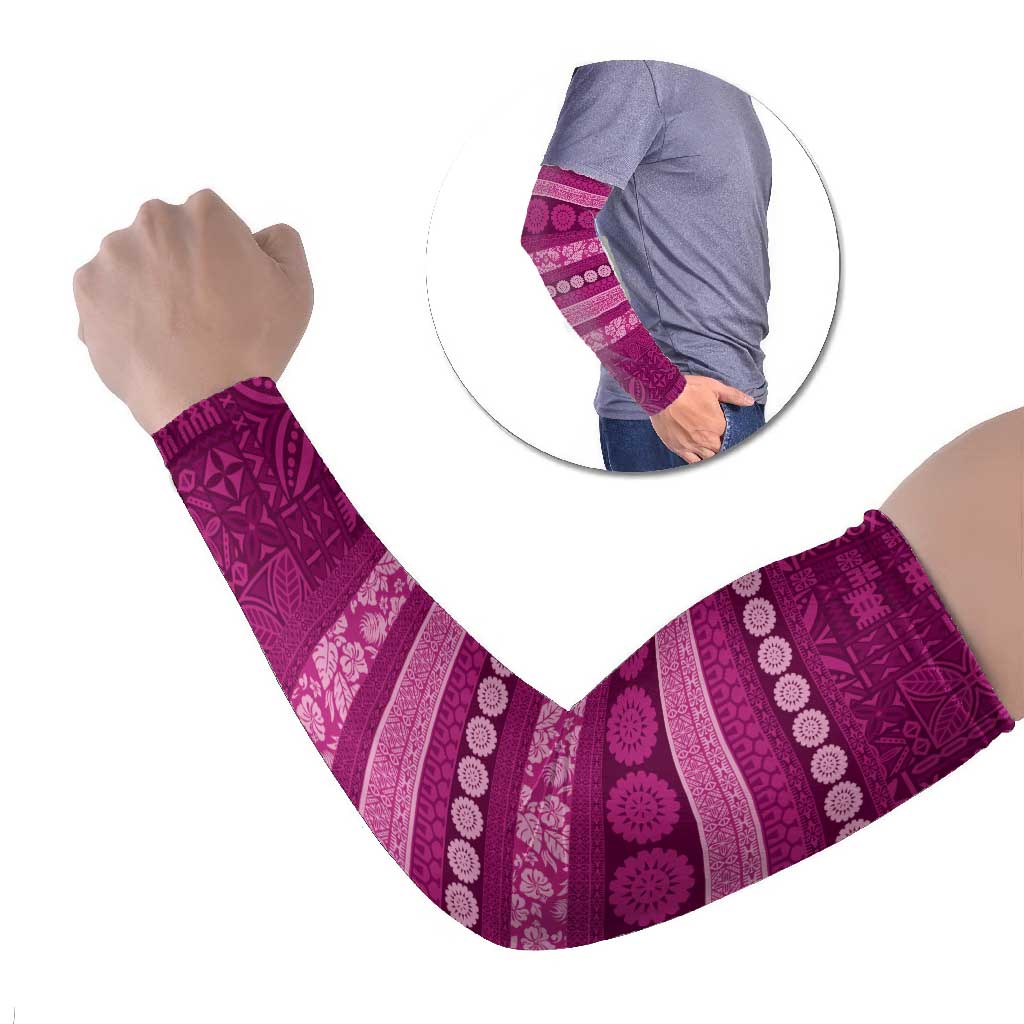 Fiji Marau na Kerisimasi Arm Sleeves Pink Tapa Masi Inspired Christmas - Polynesian Pride