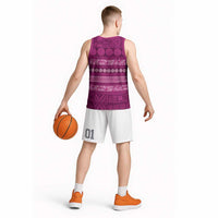 Fiji Marau na Kerisimasi Basketball Jersey Pink Tapa Masi Inspired Christmas - Polynesian Pride