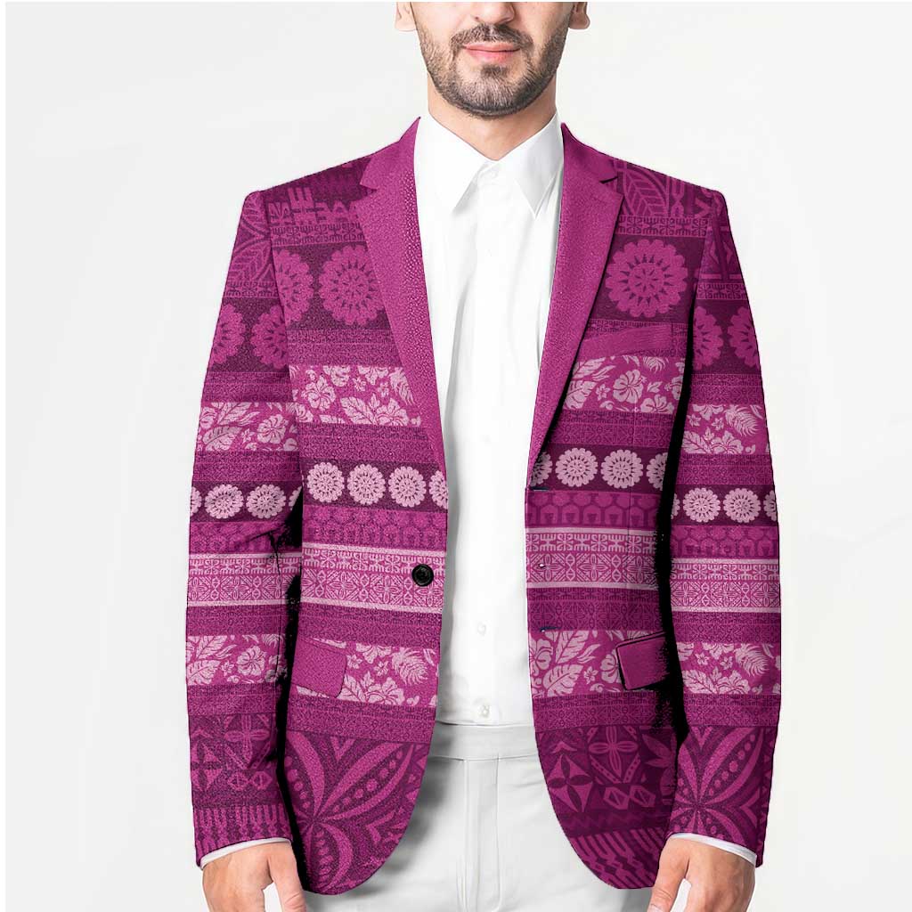 Fiji Marau na Kerisimasi Blazer Pink Tapa Masi Inspired Christmas - Polynesian Pride