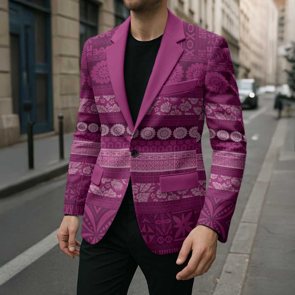 Fiji Marau na Kerisimasi Blazer Pink Tapa Masi Inspired Christmas - Polynesian Pride