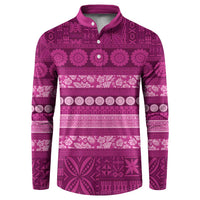 Fiji Marau na Kerisimasi Button Sweatshirt Pink Tapa Masi Inspired Christmas - Polynesian Pride
