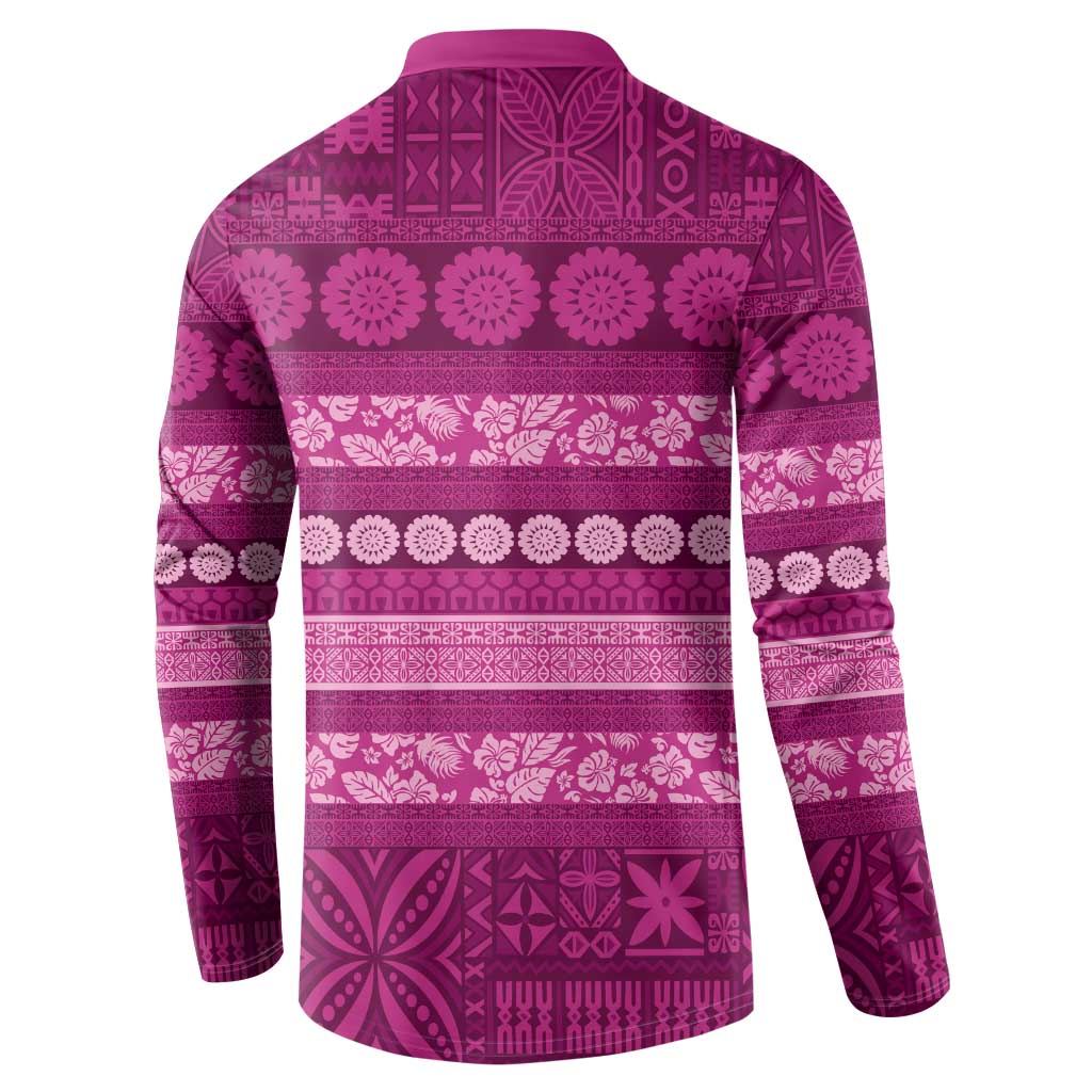 Fiji Marau na Kerisimasi Button Sweatshirt Pink Tapa Masi Inspired Christmas - Polynesian Pride